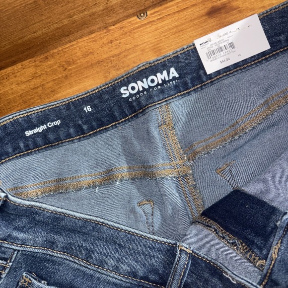 Sonoma Jeans Women's 16 (Fits 34x26) Blue Denim Straight Crop High Rise NEW - Picture 4 of 9
